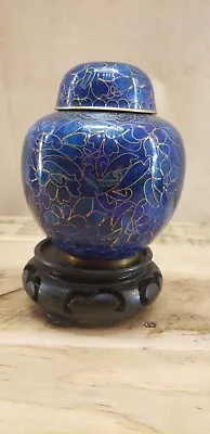 Vintage Chinese Cloisonné  Blue Ginger Jar • $19.95