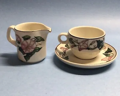 Villeroy & Boch Palermo Pink Morning Glory Creamer Pitcher & Cup With  Saucer • $30
