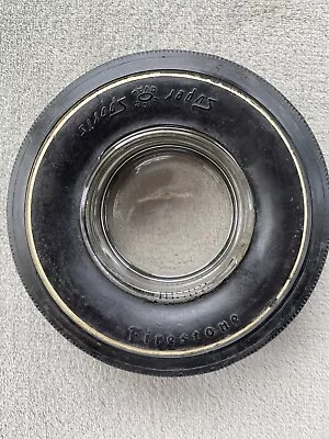 Vintage Firestone Super Sports Wide Oval Clear Glass Tire Ashtray • $15