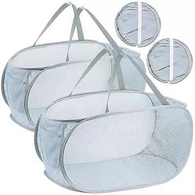 2 PCS Mesh Laundry HamperCollapsible Laundry Baskets75L Large Foldable Dirty • $18.99