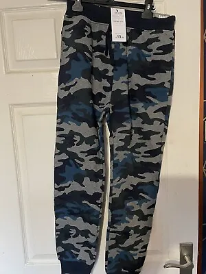 Boys Camouflage Jogging Bottoms Joggers Camo Cargo Pocket Tracksuit Cotton Army • £7.99