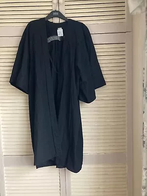 Black Academic Gown 100% Cotton Washable 42 Inches Long Used • £5