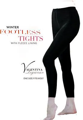 £3.99 • Buy Ladies Black Thick Full Foot Footless Fleece Lined Winter Warm Stretch Tights
