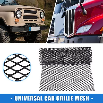 Car Grill Mesh 100x33cm 16x8mm Rhombic Hole Grille Mesh Sheet For Truck Black • $24.34