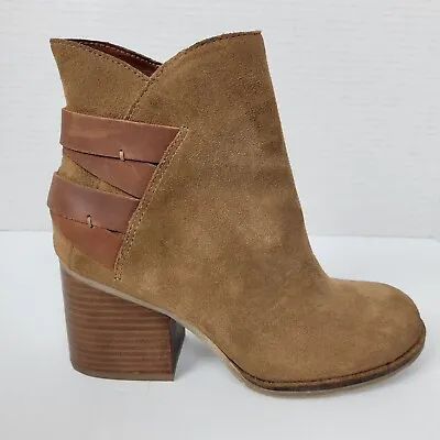 MIA Heritage Genessa Ankle Boots Size 6M~Chestnut Brown Suede Straps • $19.99