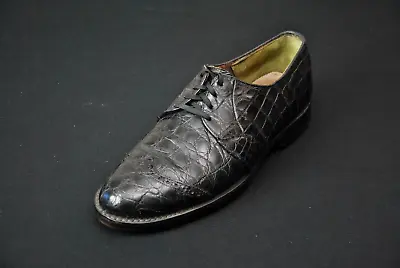 VTG Black Crocodile Golf Shoes Men's 10.5 Metal Spikes 51223S • $119.99