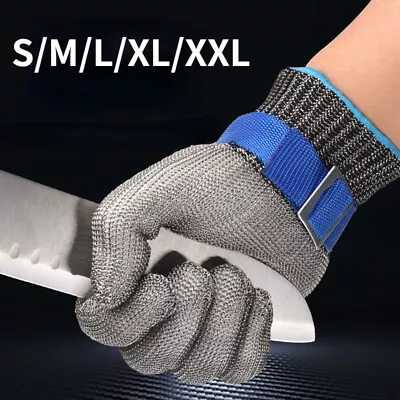 Stainless Steel Metal Mesh Butcher Work Glove Safety Cut Proof Stab Resistant • £11.89