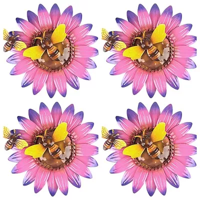 1-4 Pack Metal Flowers Wall Art Garden Yard Patio Outdoor Sculpture Hanging Deco • $19.99