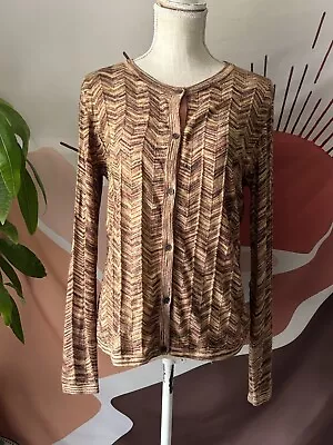 Missoni For Target Space Dye Metallic Button Front Cardigan Gold Chevron Size L • $27.99