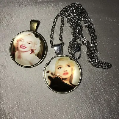 TWO Marilyn Monroe Cabochon Glass Picture Necklace  Pendant • $8.99