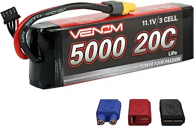 Venom 20C 3S 5000mAh 11.1V LiPo Battery With Universal Plug (EC3/Deans/Tamiya) • $83.99