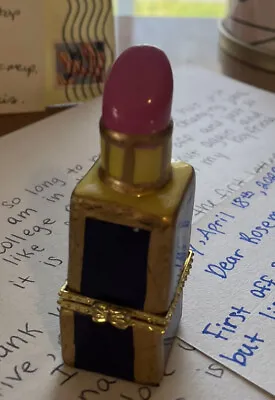 Vintage Pink Lipstick Trinket Box Marilyn Monroe Hide Your Valueables Metal Dec • $10