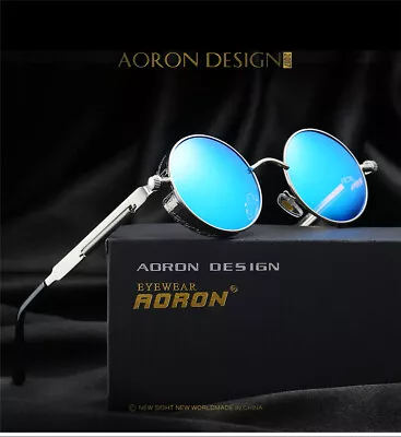 Retro Round Polarized Sunglasses Men Women Vintage Gothic Steampunk Glasses • $13.99