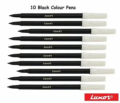 LUXOR Washable Water Colour Felt Tip Fibre BLACK Pens - Choose Pack Size • £2.49