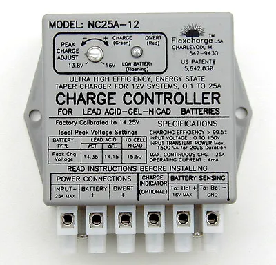 Flexcharge NC25A-12 Solar Wind Hydro Turbine Charge Controller Hybrid 12 Volt US • $119.99