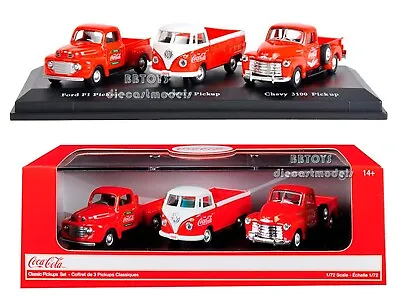  Classic Pickups  Gift Set Of 3 Pcs  Coca Cola  1/72 Diecast Cars By Mcc 472100 • $19.99