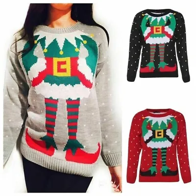 $15.92 • Buy Unisex Women Men ELF Body Christmas Joker Jumper Knitted Xmas Sweater Size 8-22