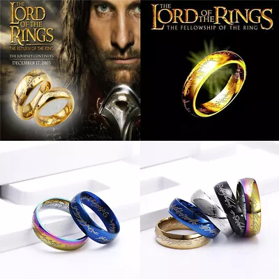 2023 New Lord Of The Rings Stainless Steel Finger Ring The One Ring Lotr 4/6/8MM • £2.71