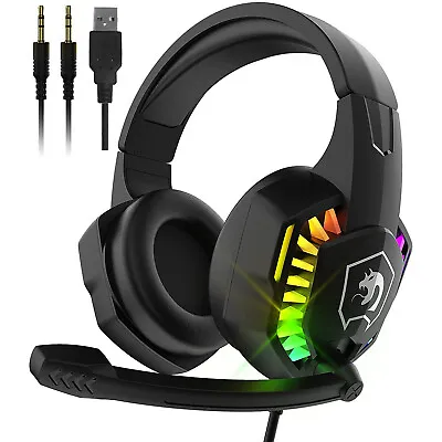 $30.99 • Buy RGB Gaming Headset 5.1 Channel Stereo Noise Cancelling Over Headphones With Mic