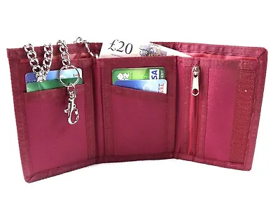 New Unisex Quality Canvas Coin Pouch Credit Card Holder Wallet Purse With Chain • £6.99