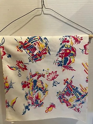 Vintage Colorful Mexican Luncheon Tablecloth Cactus Men In Serapes Burros Print • $40