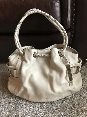 Cole Haan Ivory White Leather Handbag Bag Purse B24882 Braid Handles • £37.61