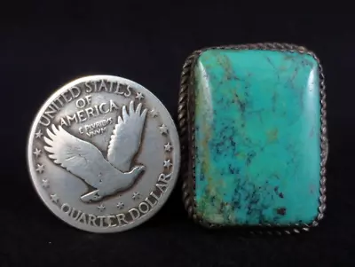 Vintage Navajo Ring - Sterling Silver And Turquoise - Large - Size: 12¾ • $189