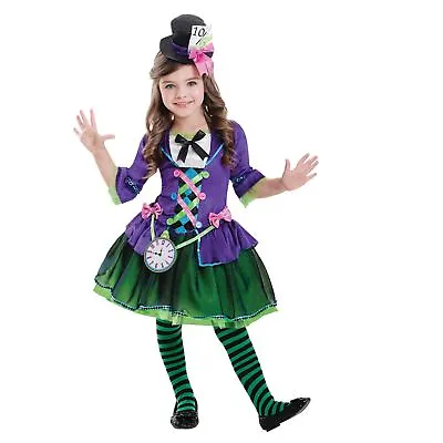 Kids Girls Bad Mad Hatter Wonderland Alice Fairytale Fancy Dress Costume Book • £17.23