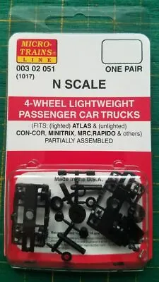 N Scale  MICRO TRAINS 003 02 051 4 Wheel Lightweight Passenger Car  Trucks  1017 • $15.50