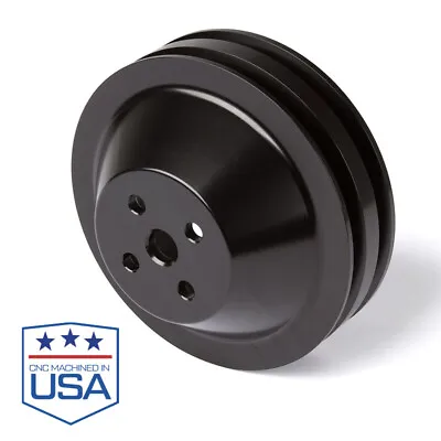 Black Small Block Ford 2 Groove V-Belt Water Pump Pulley 289 302 351W Underdrive • $72