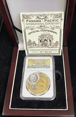 2015 Gilt NIUE Silver 2oz $2 Panama-Pacific Commem 100Th Anniv. PF 70 UtlraCameo • $199