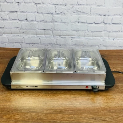 £29.57 • Buy Hyundai 3 Pan Food Warmer Buffet Server Hot Plate 3 Tray Adjustable Temperature