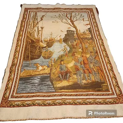 VTG French Tapestry Medieval Hunting Home Décor Tapestry/Wall Hanging 54 L×37 W • $80