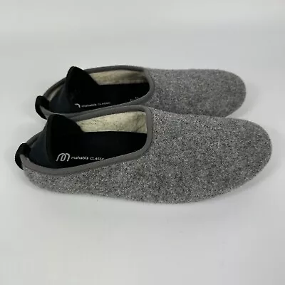 Mahabis Women's Classic Wool Slipper Size 8.5 Gray Slide Back Flap Felt Comfy 39 • $29.99