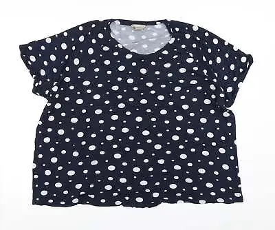 £3.50 • Buy H&M Womens Blue Polka Dot Viscose Basic T-Shirt Size 2XL Round Neck