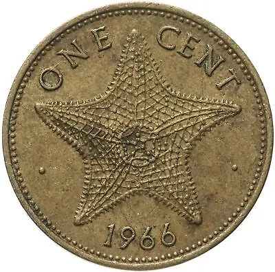 Bahamas 1 Cent Coin | Queen Elizabeth II | Starfish | 1966 - 1969 • $3.90