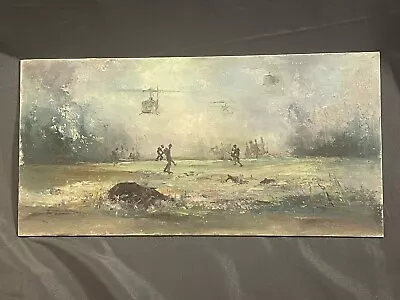 Original Oil Painting Artist Board Vietnam War Scene Known Artist Marie Pappas • $144.50