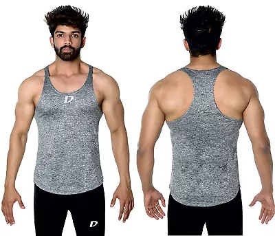 Mens Bodybuilding Gym Vest Gym Stringer Vest Racer Back Melange Athletic Vest • £9.99