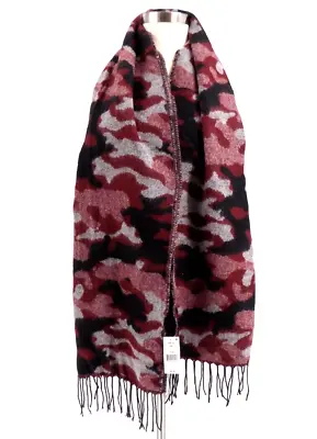 Steve Madden Scarf Blanket Camo Wine Black Multi Cozy Soft 21  X 76  With Fringe • $11.05