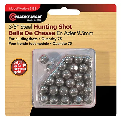Marksman 75 COUNT 3/8  Steel Hunting Shot BBs For All Slingshots 3138 • $9.59