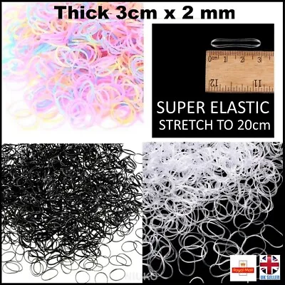 Hair Rubber Bands Small Mini Elastic 100-1000pcs Pack Braids Girls Women Kids  • £1.38