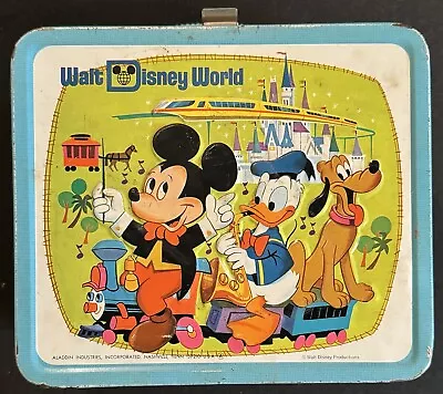 Vintage Walt Disney World Metal Lunch Box Aladdin No Thermos 1970’s Lunchbox • $29.99