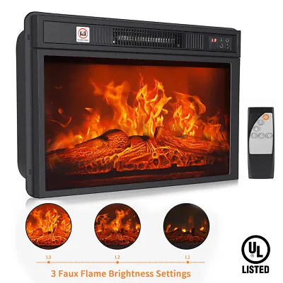 Embedded Fireplace Electric Insert Heater Glass View Log Flame Remote Home 1400W • $90.90