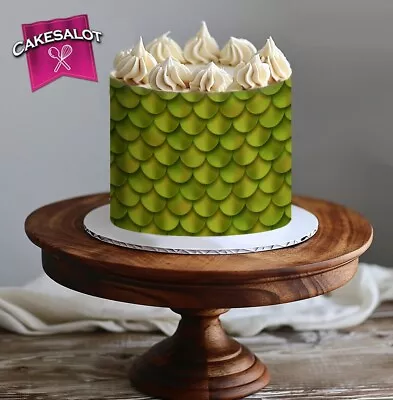Green Dinosaur Dragon Scales Edible Print A4 Icing Sheet Cake Wrap Decorating • £6.49