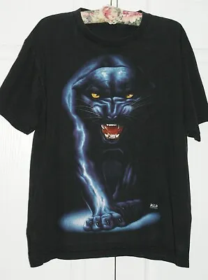 T Shirt Black Panther Print Size L 44 Inch Chest Good Condition • £4.50