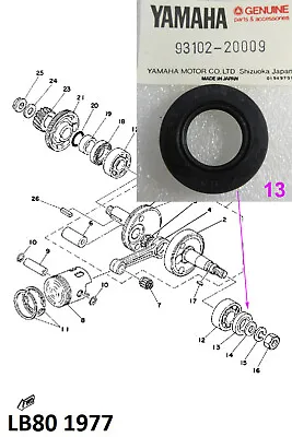 Yamaha YG1 YL1 JT1 JT2 FS1 LB50 LB80 Crankshaft / Wheel Oil Seal NOS 93102-20009 • $38.76