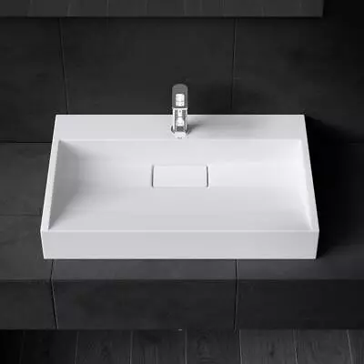 Bathroom Stone Resin Wash Basin Sink Vanity Countertop Wall Hung Rectangle 500mm • £77