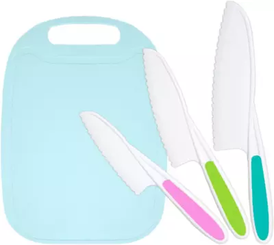 BGCLOUD Kids Kitchen Knife And Cutting Board Set Kids Fruit Vegetable Crinkle C • $9.40