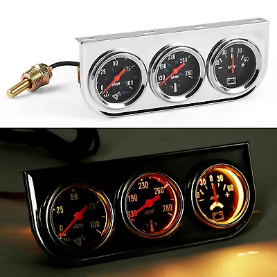 52mm Triple Kit Oil Temp Gauge + Water Temp Gauge + Oil Pressure Gauge 3in1 Car • $49.99