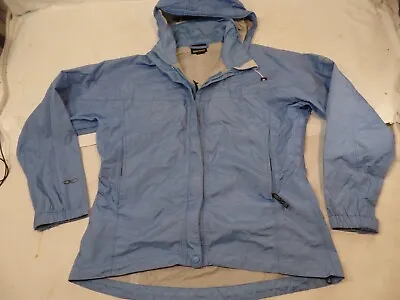 Marmot Jacket Womens Large Blue Rain Coat Nylon Hooded Logo Waterproof Precip • $15